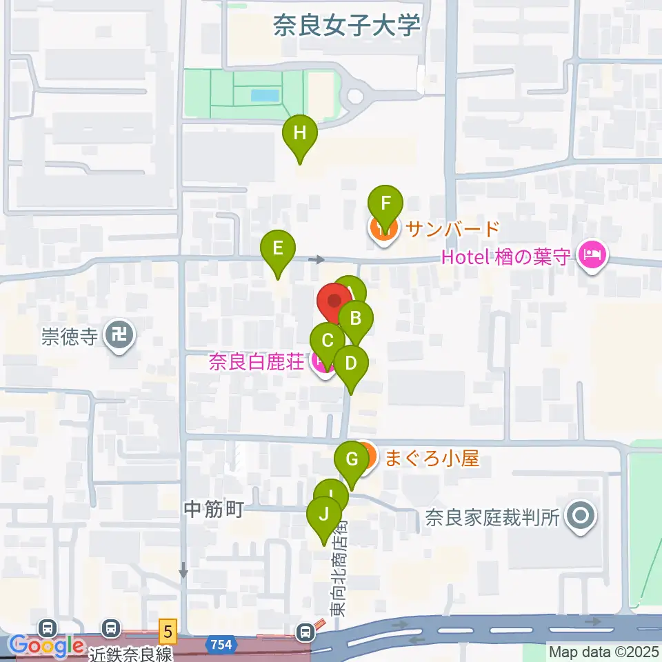 奈良ビバリーヒルズ周辺のカフェ一覧地図