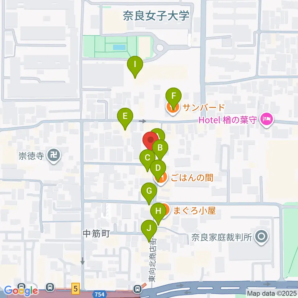 奈良ビバリーヒルズ周辺のカフェ一覧地図