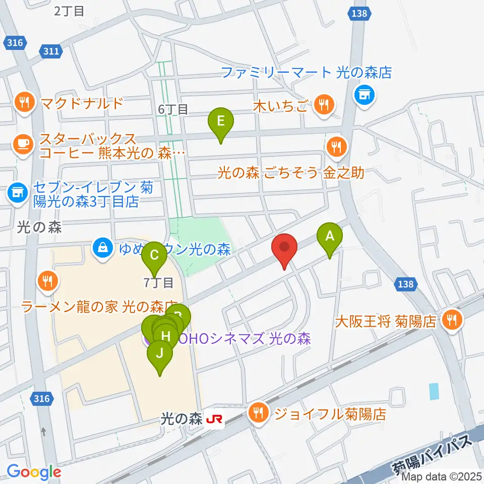 大谷楽器 光の森教室周辺のカフェ一覧地図