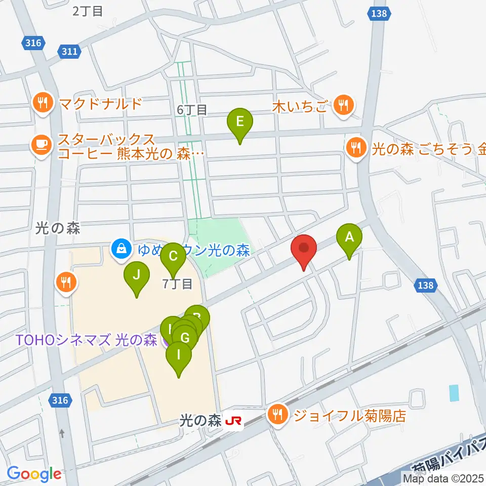 大谷楽器 光の森教室周辺のカフェ一覧地図