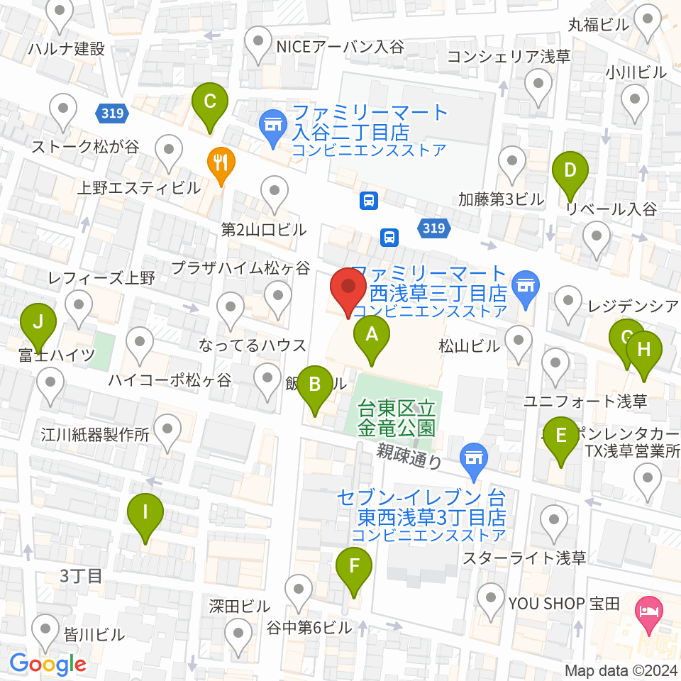 台東区生涯学習センター周辺のカフェ一覧地図