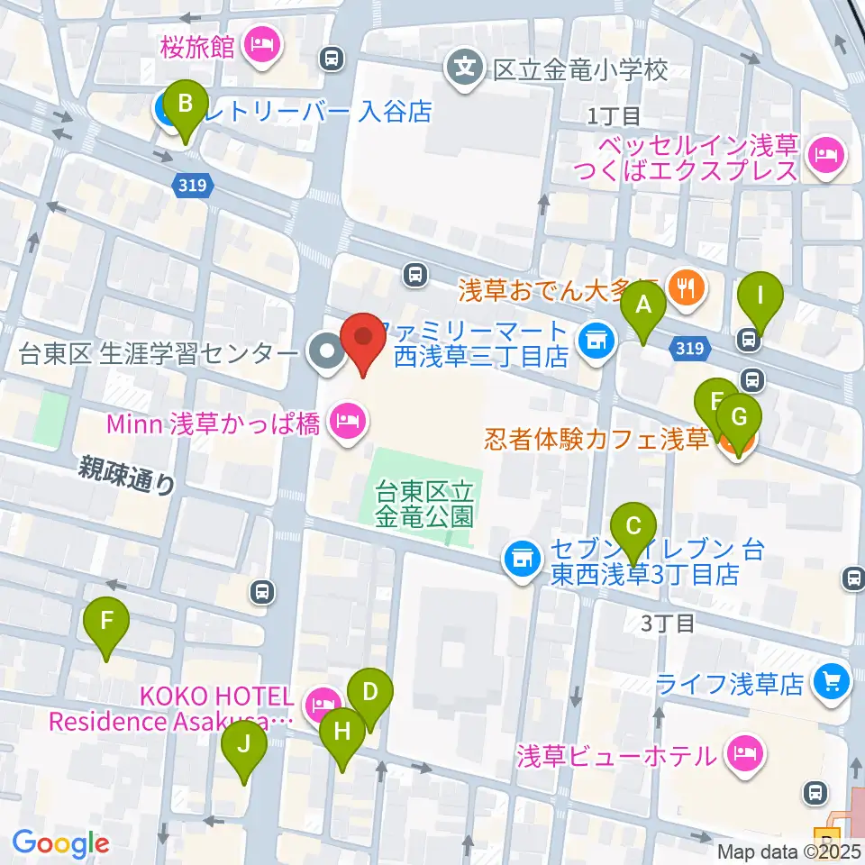 台東区生涯学習センター周辺のカフェ一覧地図