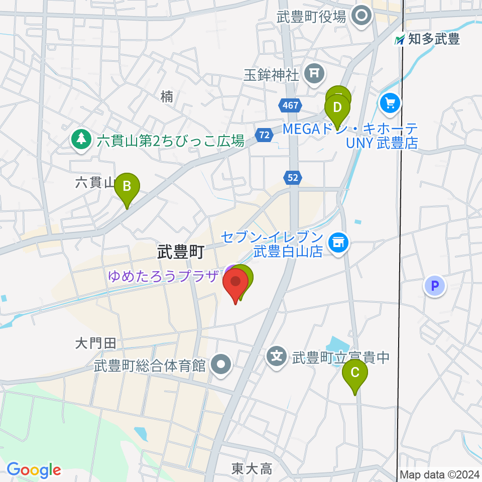 ゆめたろうプラザ 武豊町民会館周辺のカフェ一覧地図