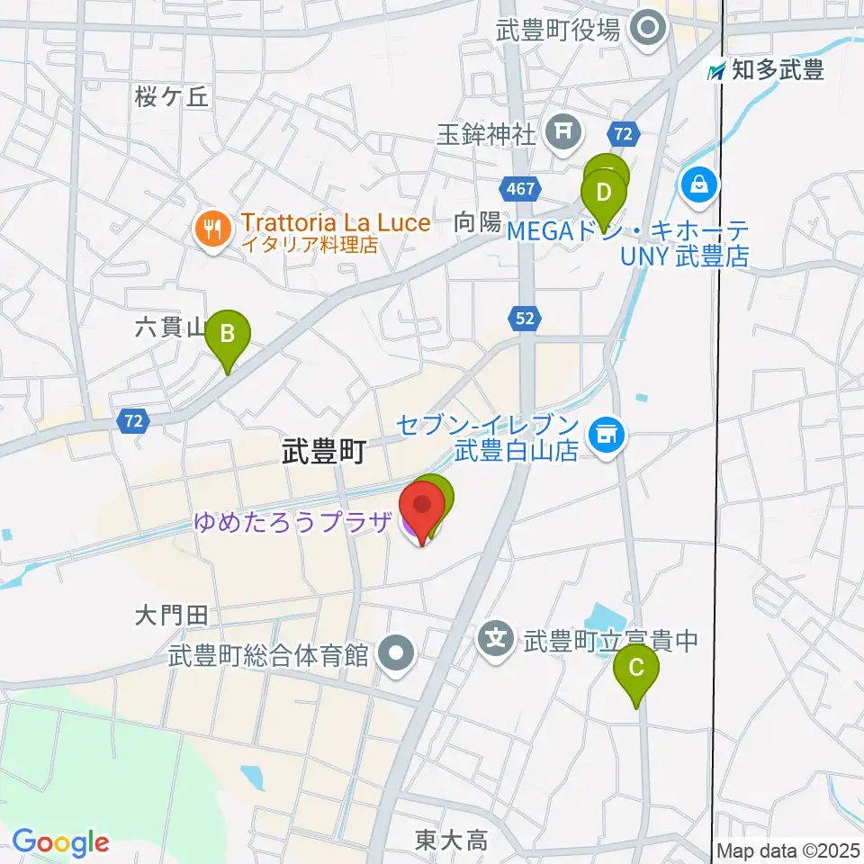 ゆめたろうプラザ 武豊町民会館周辺のカフェ一覧地図