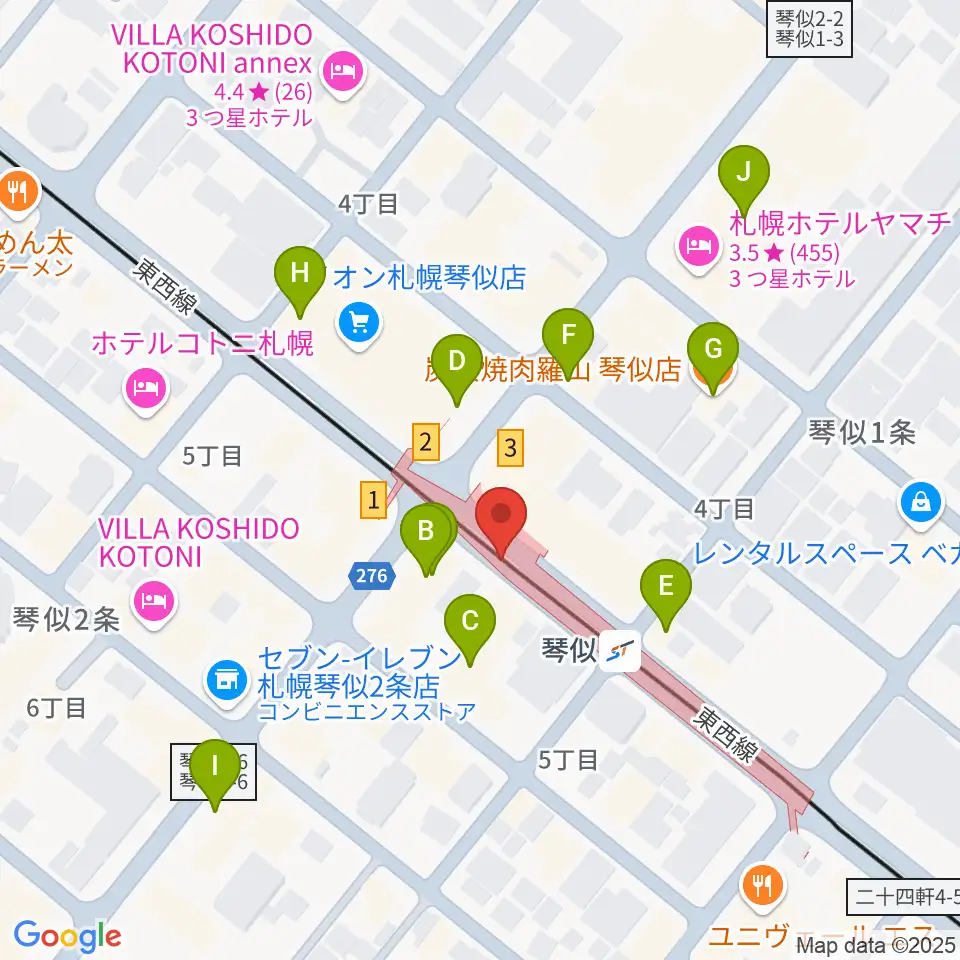 ターミナルプラザことにパトス周辺のカフェ一覧地図