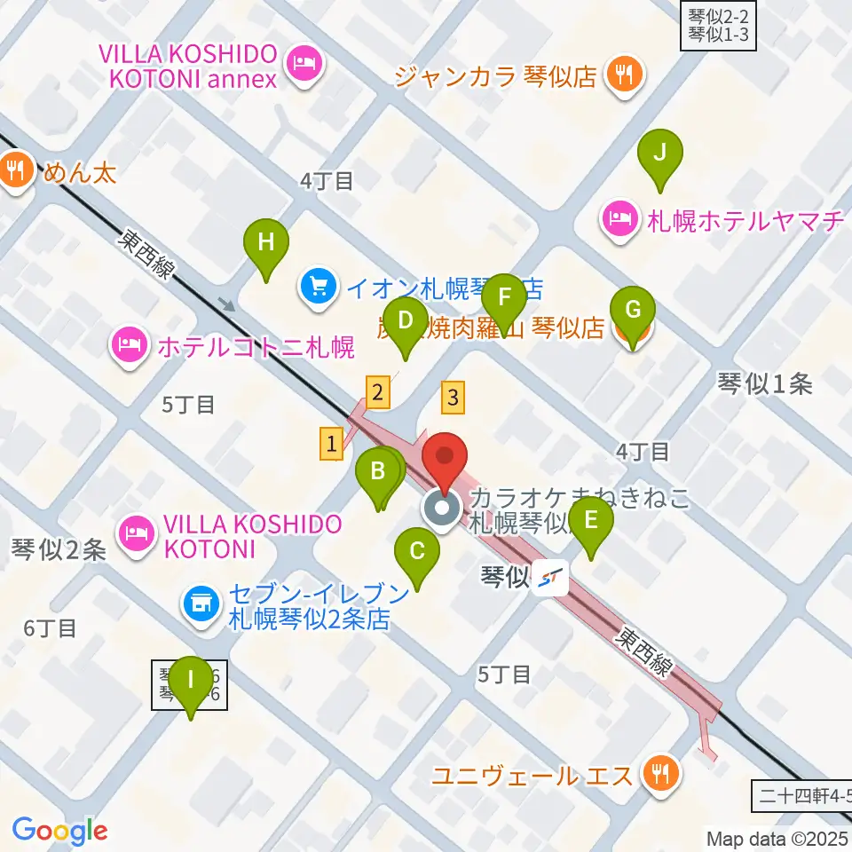 ターミナルプラザことにパトス周辺のカフェ一覧地図