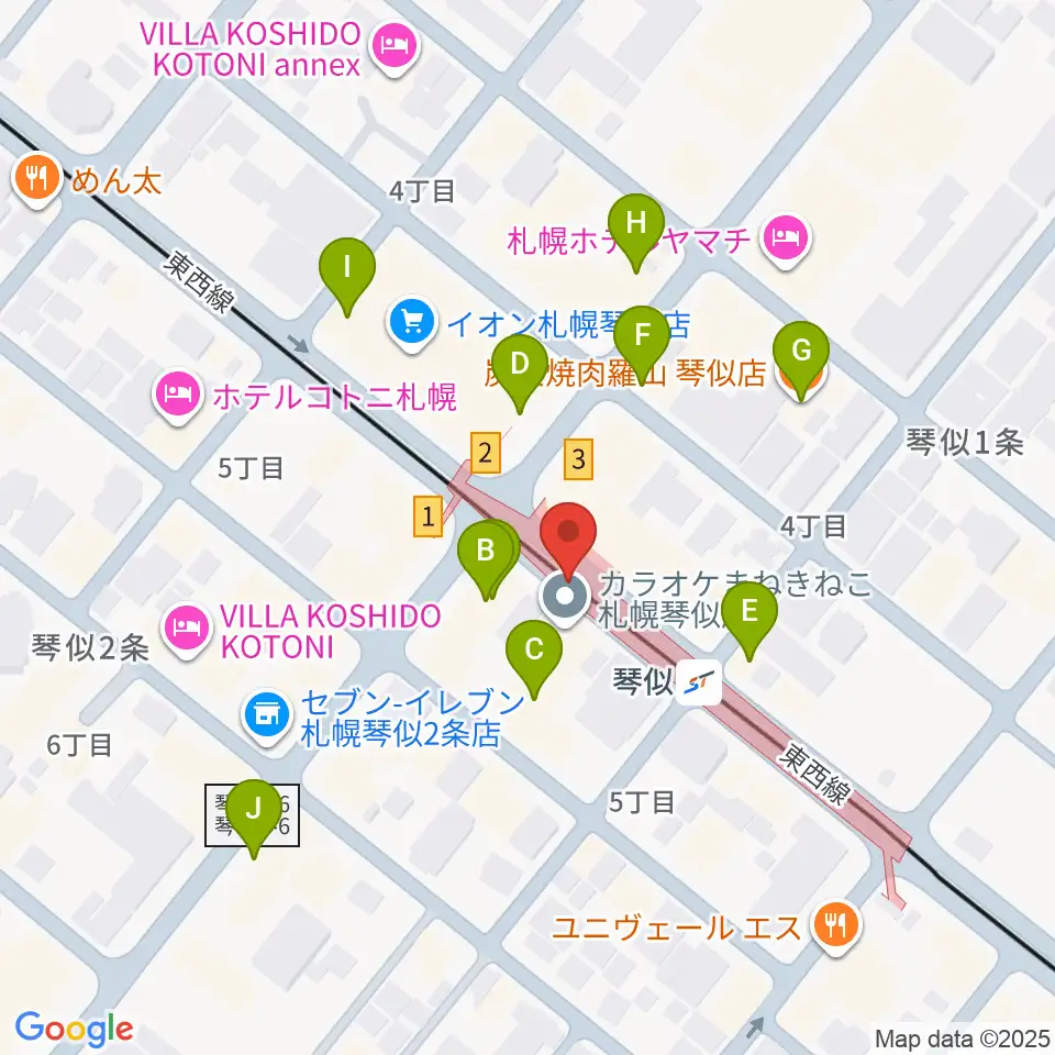 ターミナルプラザことにパトス周辺のカフェ一覧地図