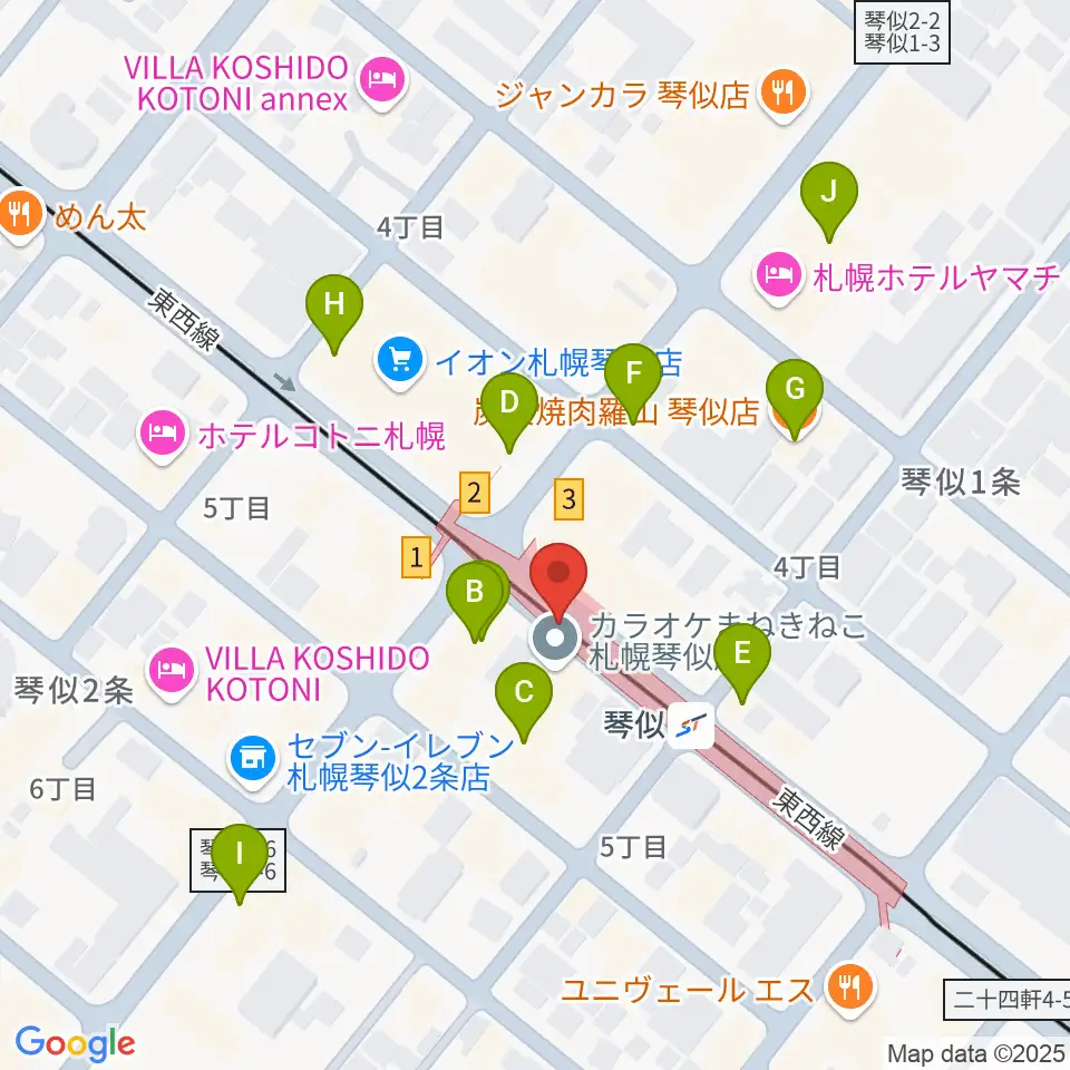 ターミナルプラザことにパトス周辺のカフェ一覧地図