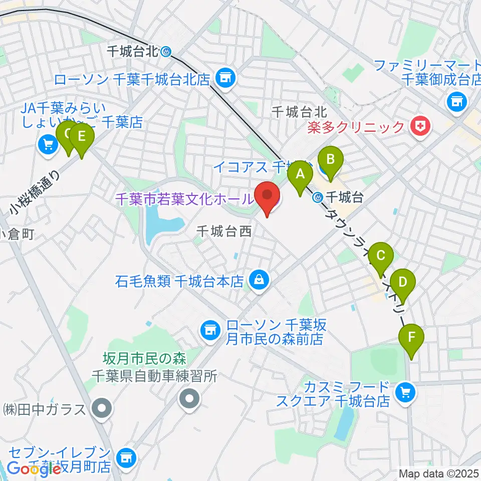千城台コミュニティセンター周辺のカフェ一覧地図