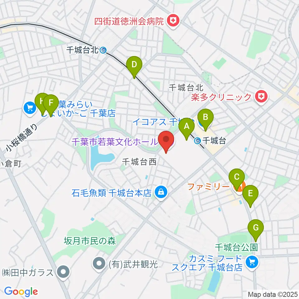 千城台コミュニティセンター周辺のカフェ一覧地図