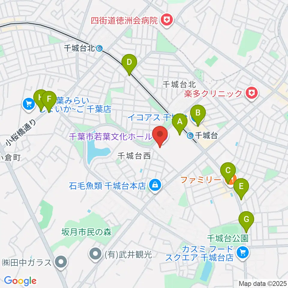 千城台コミュニティセンター周辺のカフェ一覧地図
