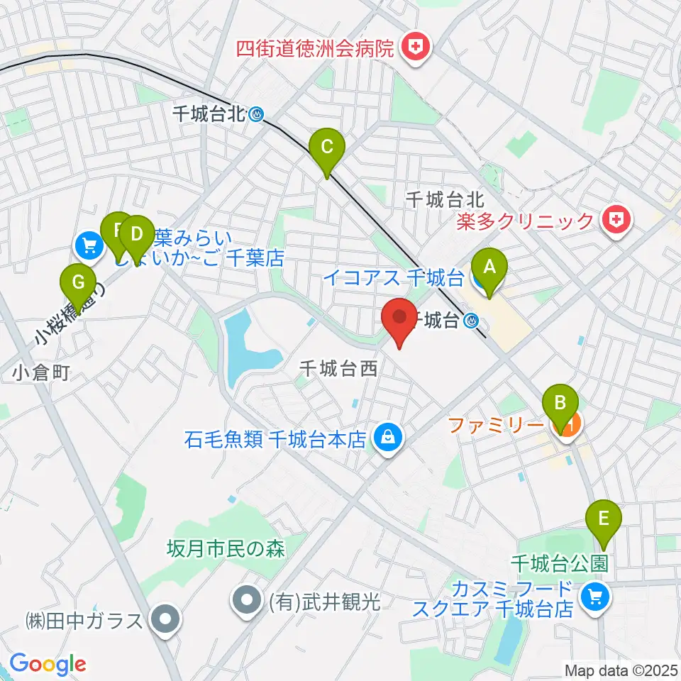 千城台コミュニティセンター周辺のカフェ一覧地図