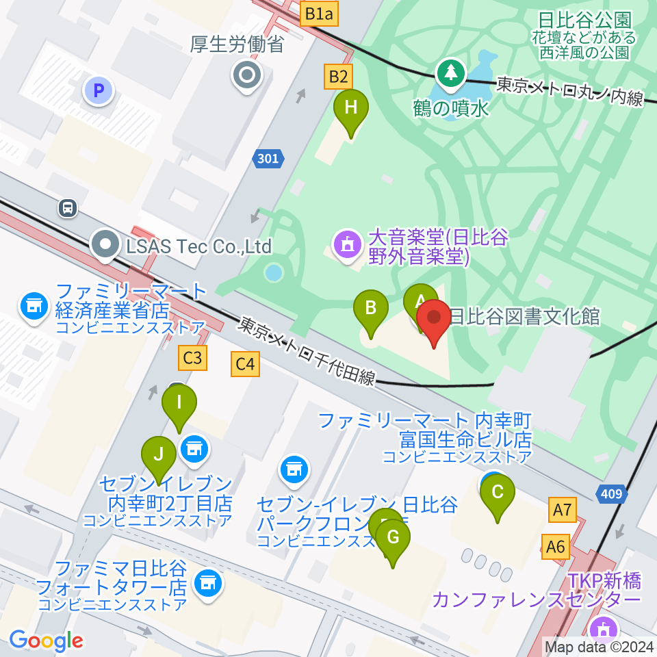 日比谷コンベンションホール周辺のカフェ一覧地図