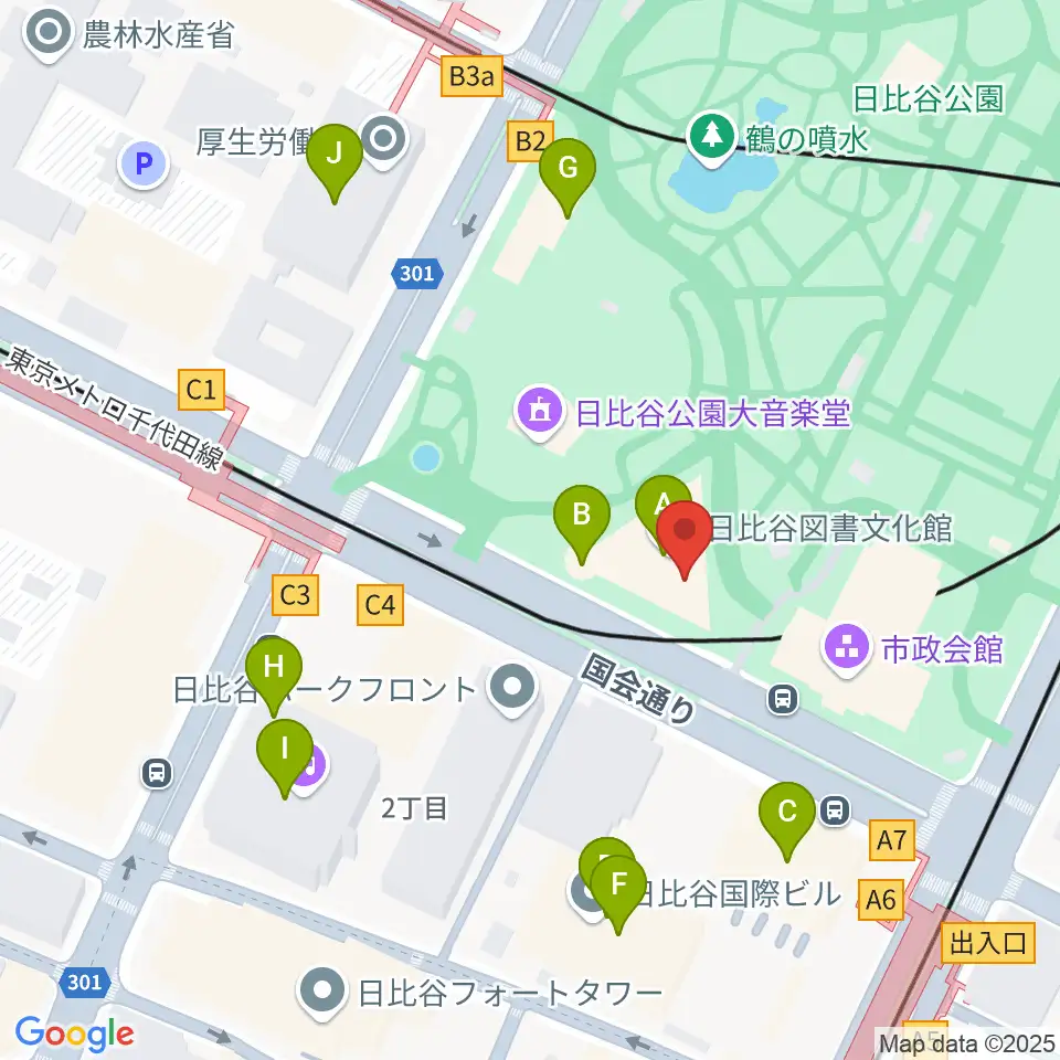 日比谷コンベンションホール周辺のカフェ一覧地図