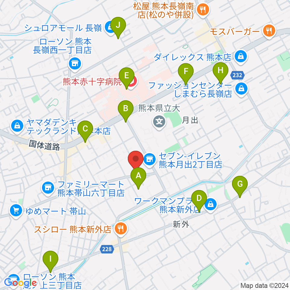 大谷楽器 月出教室周辺のカフェ一覧地図