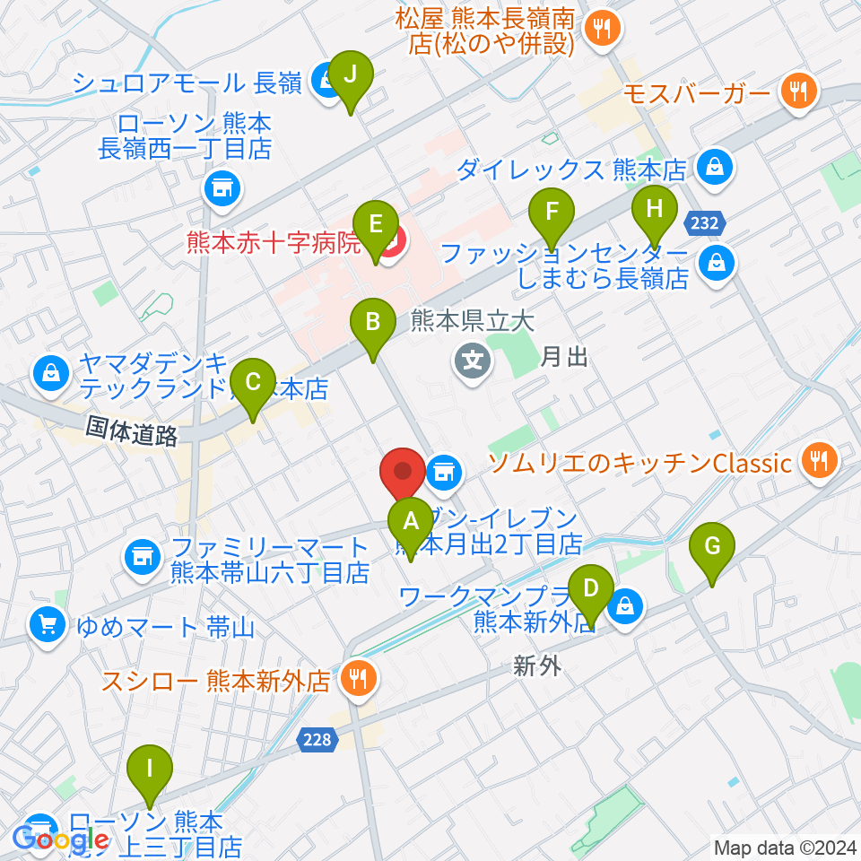 大谷楽器 月出教室周辺のカフェ一覧地図