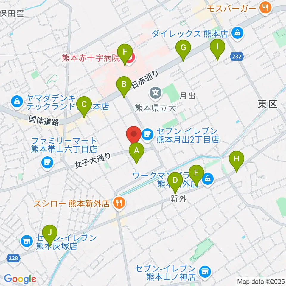 大谷楽器 月出教室周辺のカフェ一覧地図