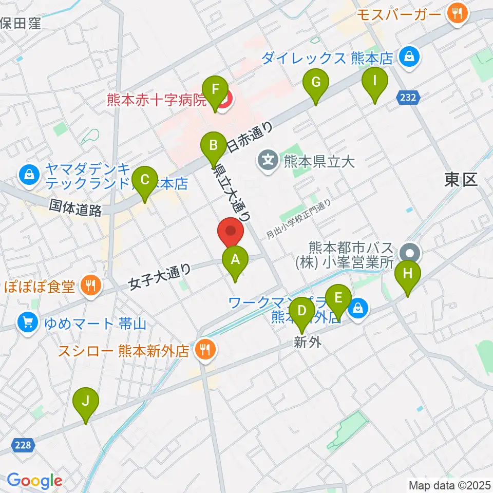 大谷楽器 月出教室周辺のカフェ一覧地図