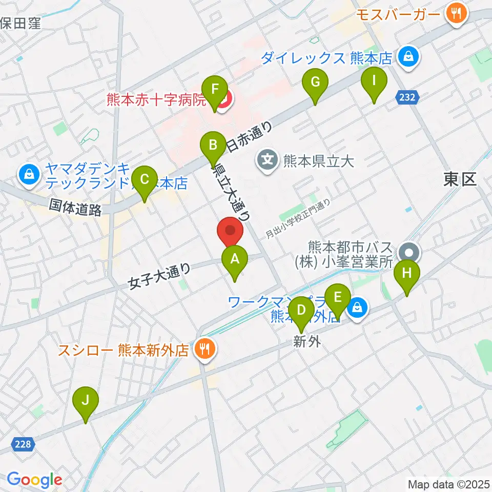 大谷楽器 月出教室周辺のカフェ一覧地図