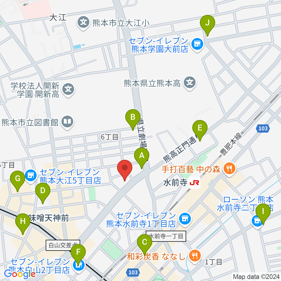 大谷楽器 大江教室周辺のカフェ一覧地図