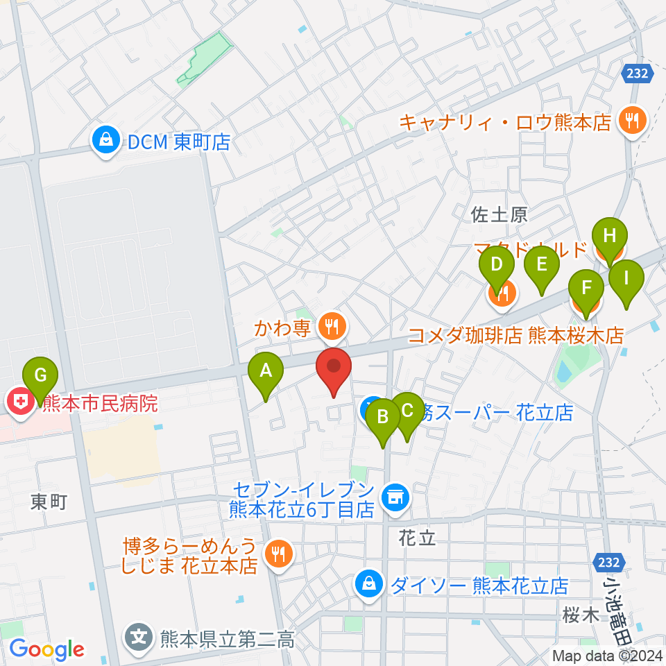 大谷楽器 はなたて教室周辺のカフェ一覧地図