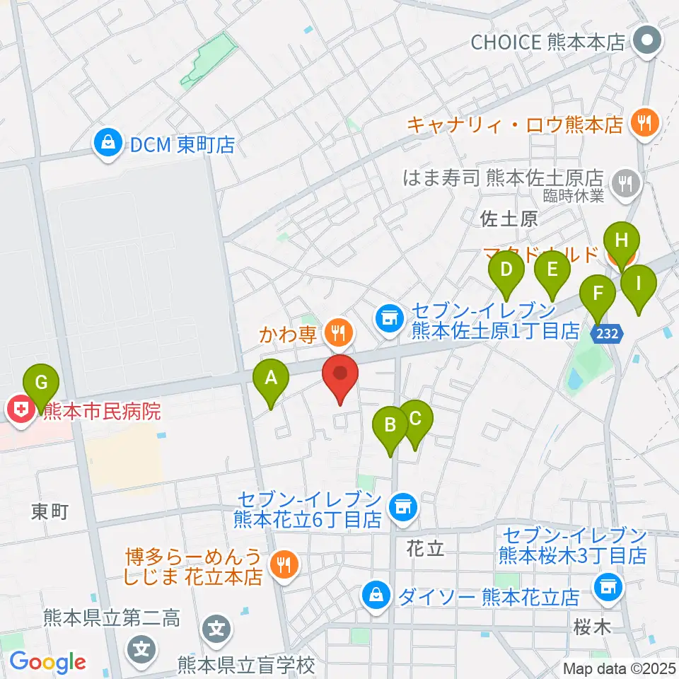 大谷楽器 はなたて教室周辺のカフェ一覧地図