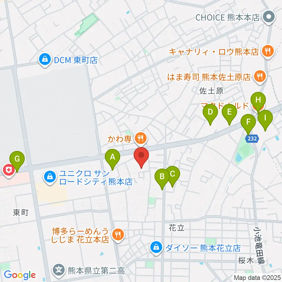 大谷楽器 はなたて教室周辺のカフェ一覧地図