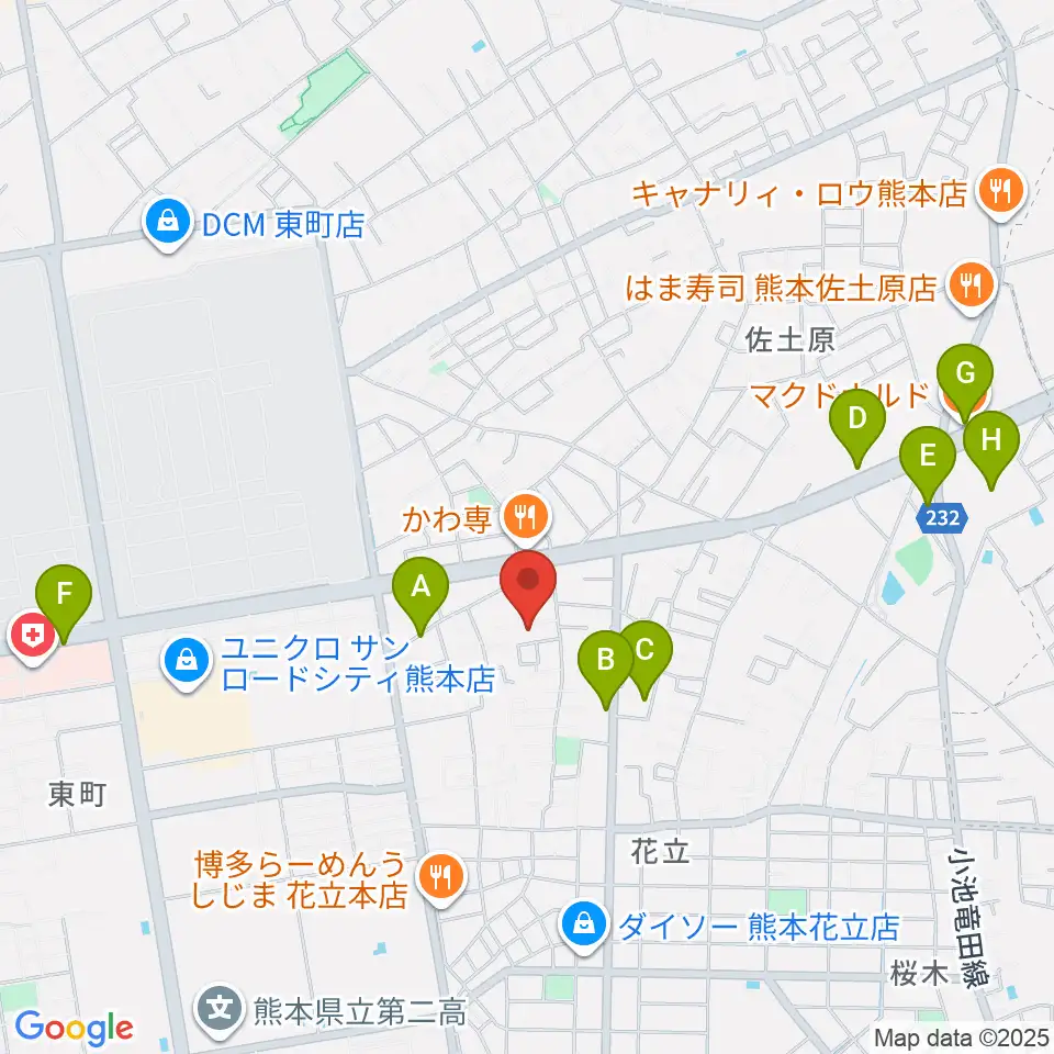 大谷楽器 はなたて教室周辺のカフェ一覧地図