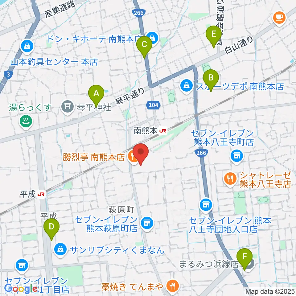 大谷楽器 南熊本教室周辺のカフェ一覧地図
