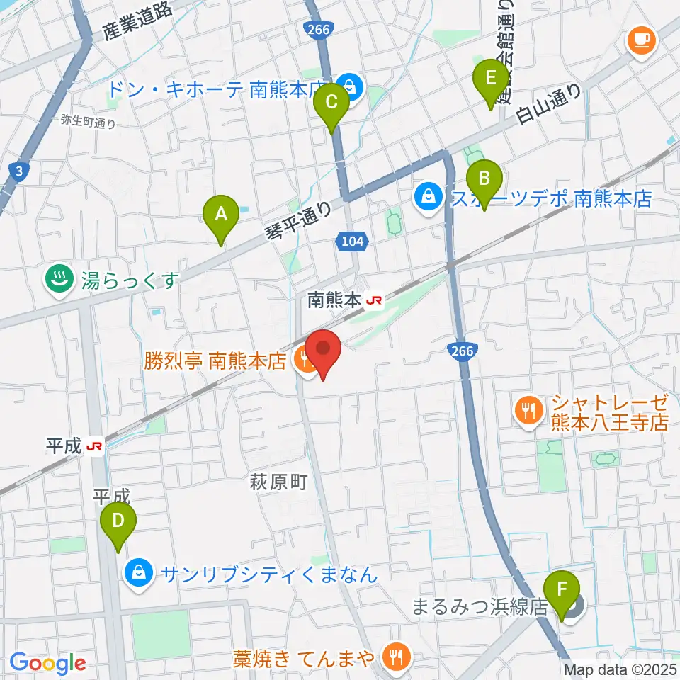 大谷楽器 南熊本教室周辺のカフェ一覧地図