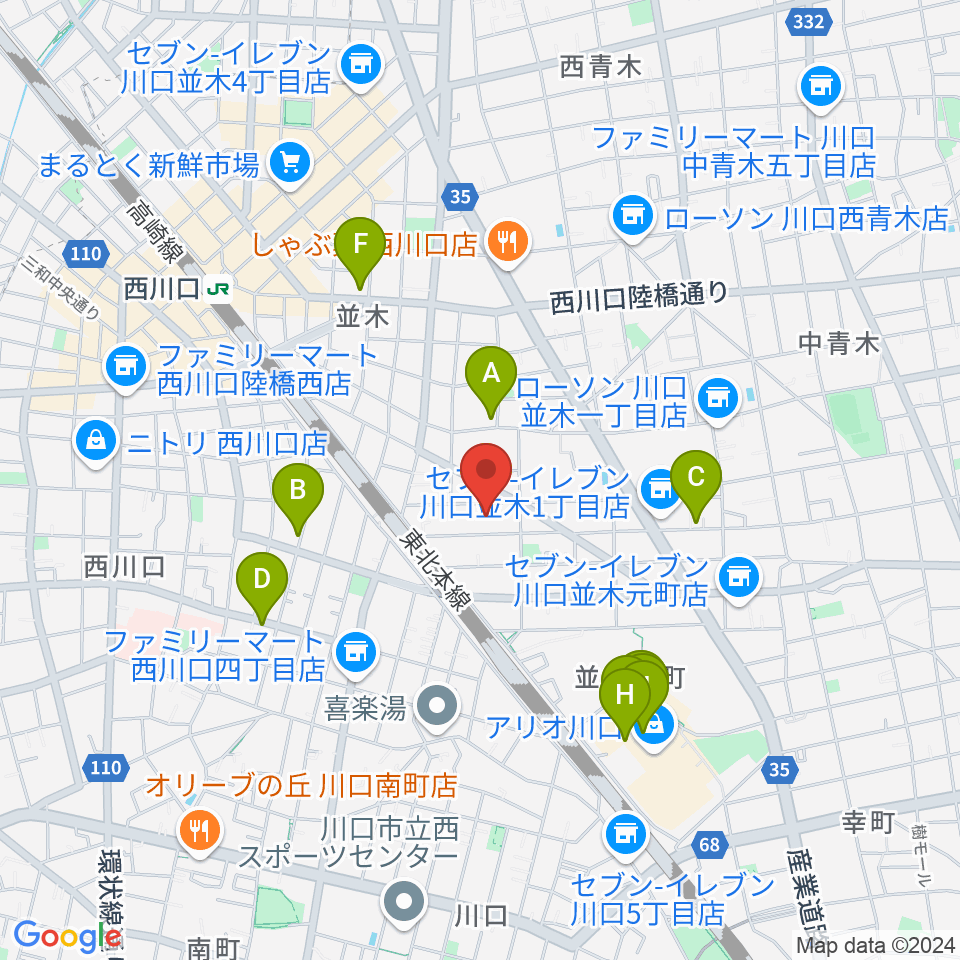 ワゴムスタジオ周辺のカフェ一覧地図