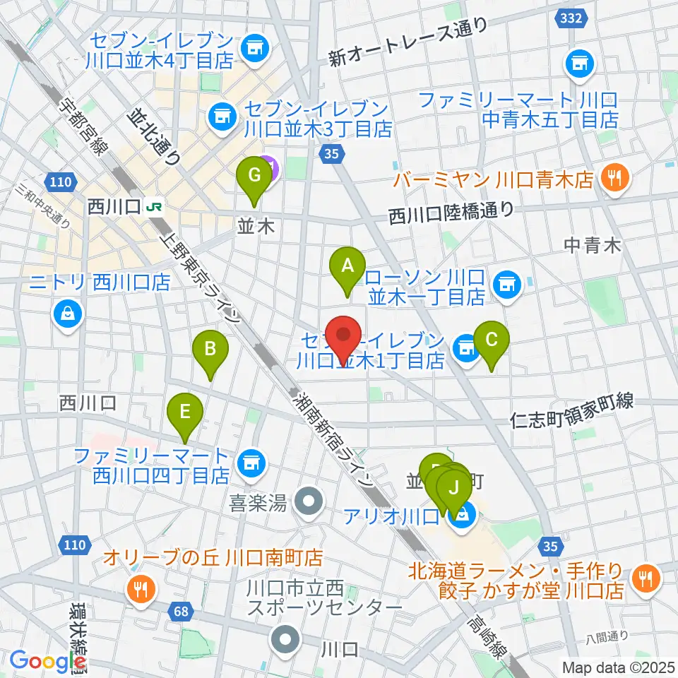 ワゴムスタジオ周辺のカフェ一覧地図