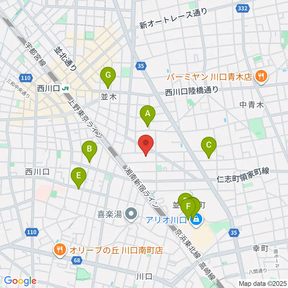 ワゴムスタジオ周辺のカフェ一覧地図