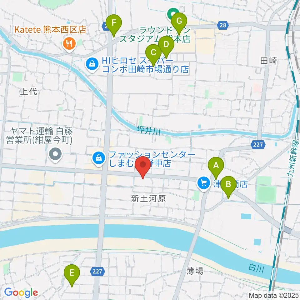 大谷楽器 新土河原教室周辺のカフェ一覧地図
