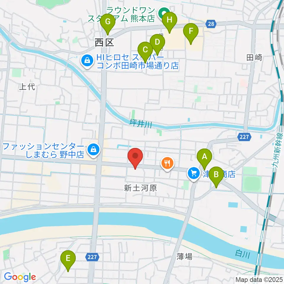 大谷楽器 新土河原教室周辺のカフェ一覧地図