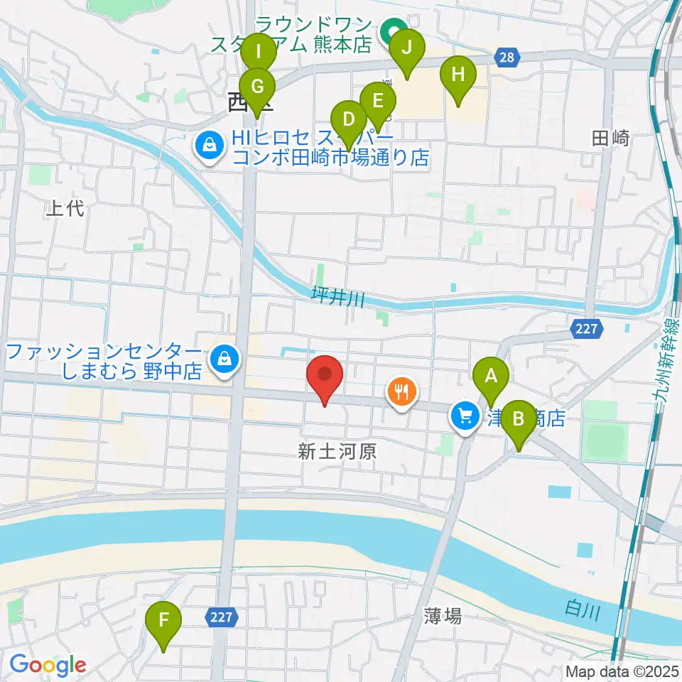 大谷楽器 新土河原教室周辺のカフェ一覧地図