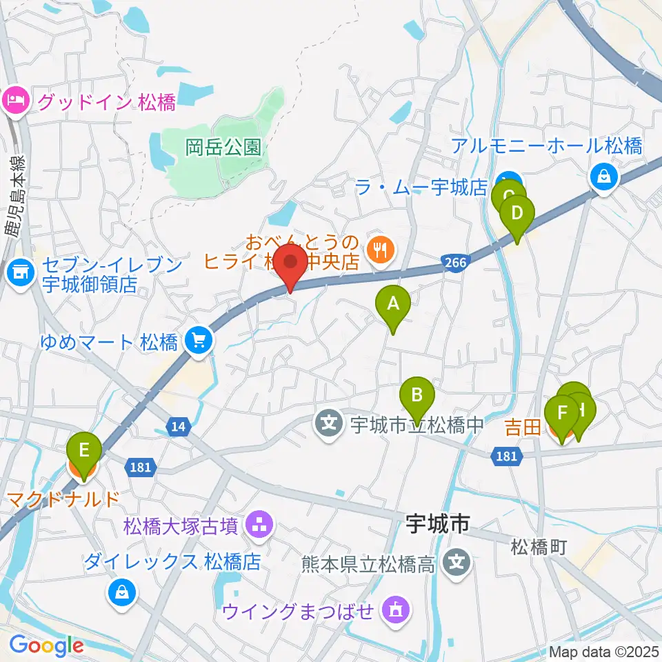 大谷楽器 松橋教室周辺のカフェ一覧地図