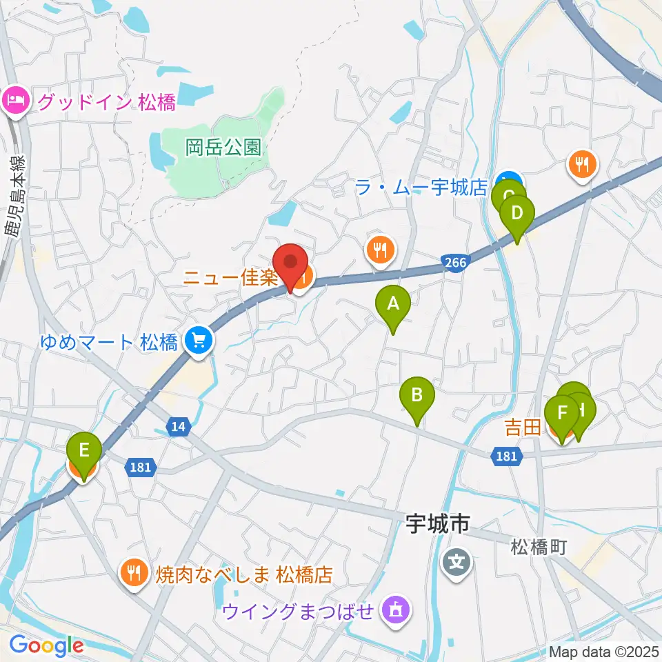 大谷楽器 松橋教室周辺のカフェ一覧地図