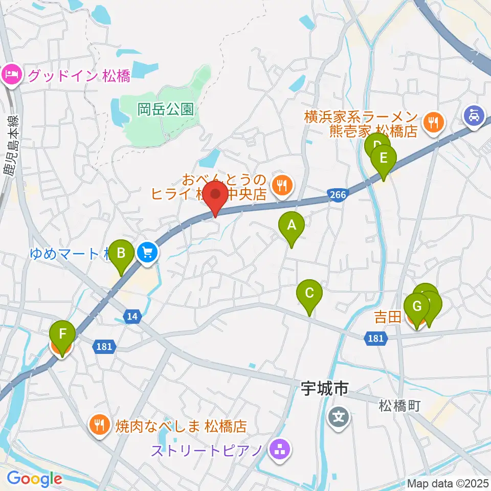 大谷楽器 松橋教室周辺のカフェ一覧地図