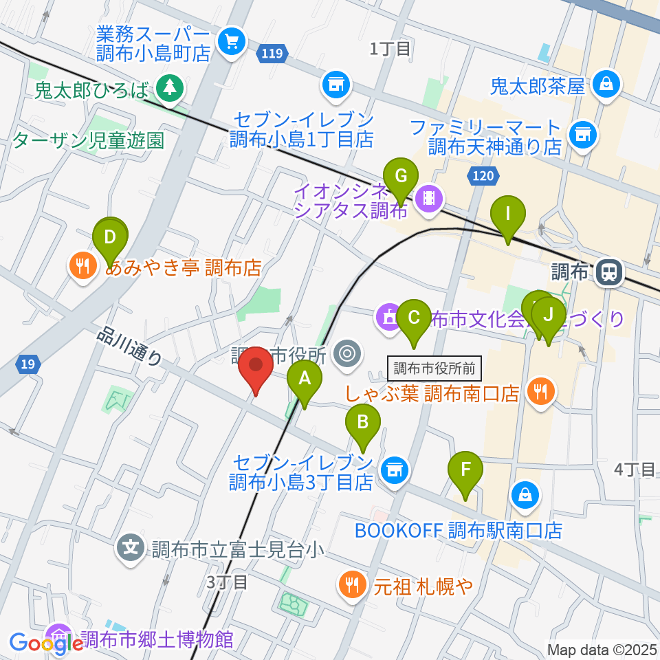 調布BerryMusic周辺のカフェ一覧地図