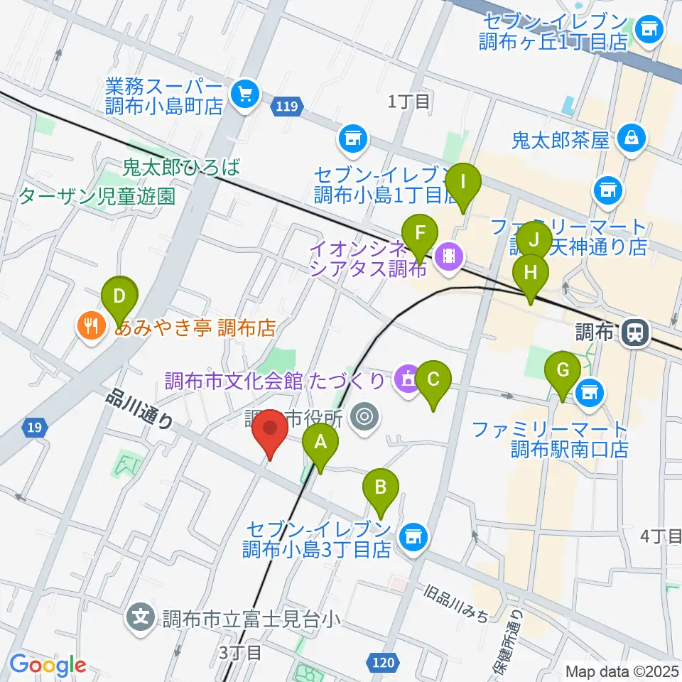調布BerryMusic周辺のカフェ一覧地図