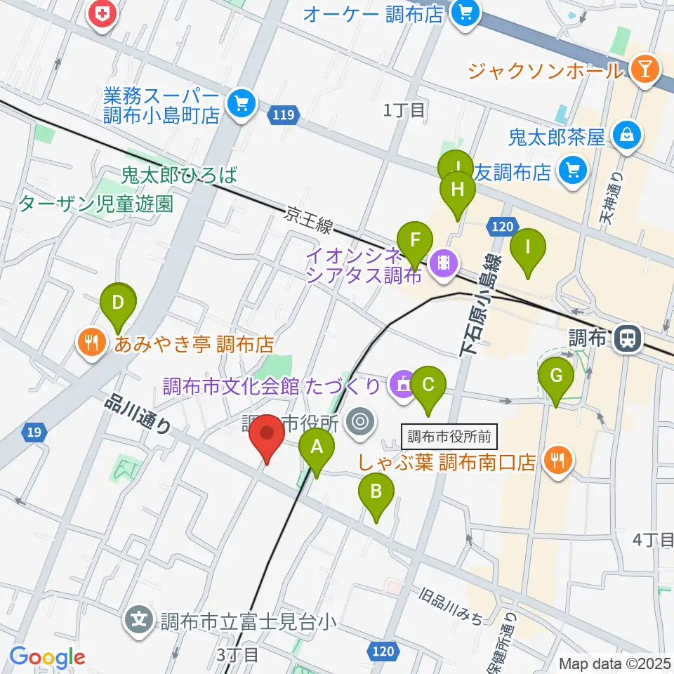 調布BerryMusic周辺のカフェ一覧地図
