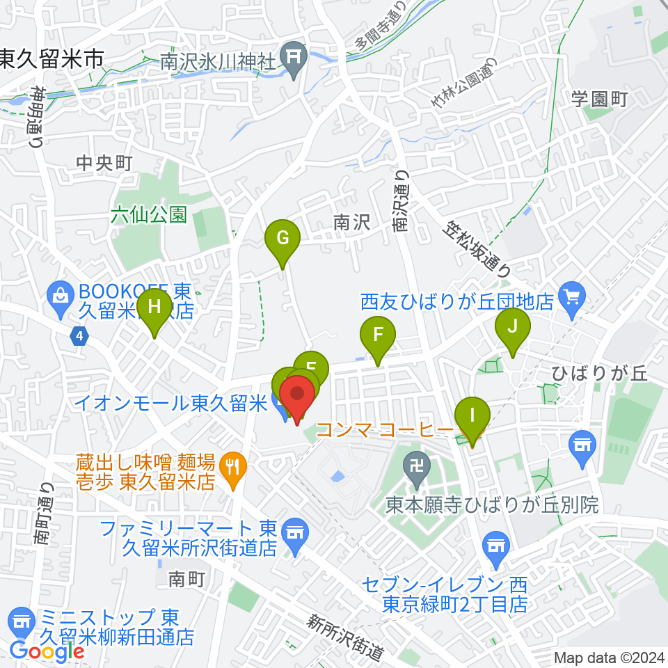 山野楽器 イオンモール東久留米店周辺のカフェ一覧地図
