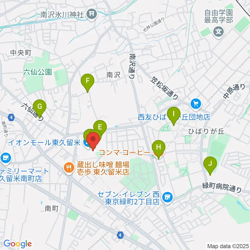 山野楽器 イオンモール東久留米店周辺のカフェ一覧地図