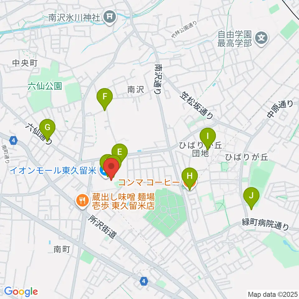 山野楽器 イオンモール東久留米店周辺のカフェ一覧地図