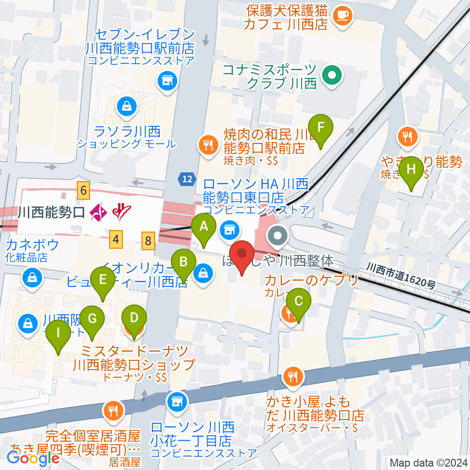 ハセガワ楽器 川西第2センター周辺のカフェ一覧地図