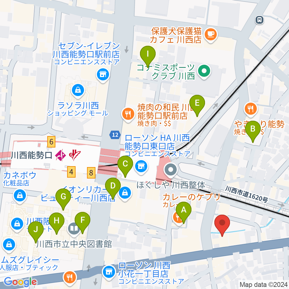 ハセガワ楽器 川西第一センター周辺のカフェ一覧地図