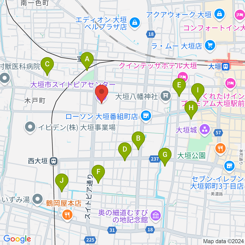 大垣市スイトピアセンター周辺のカフェ一覧地図