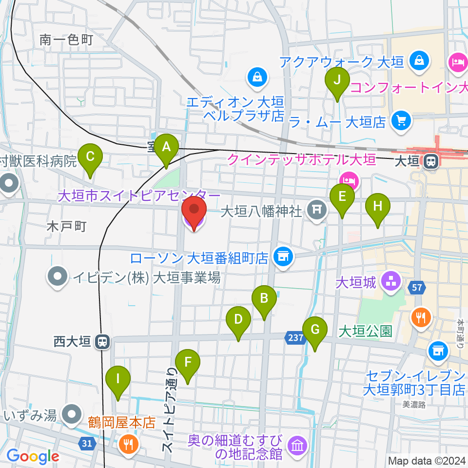 大垣市スイトピアセンター周辺のカフェ一覧地図