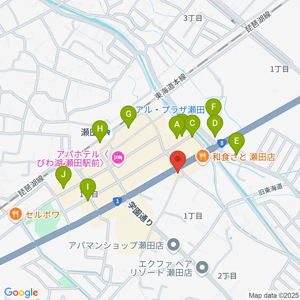 ロマン楽器 瀬田ショップ周辺のカフェ一覧地図